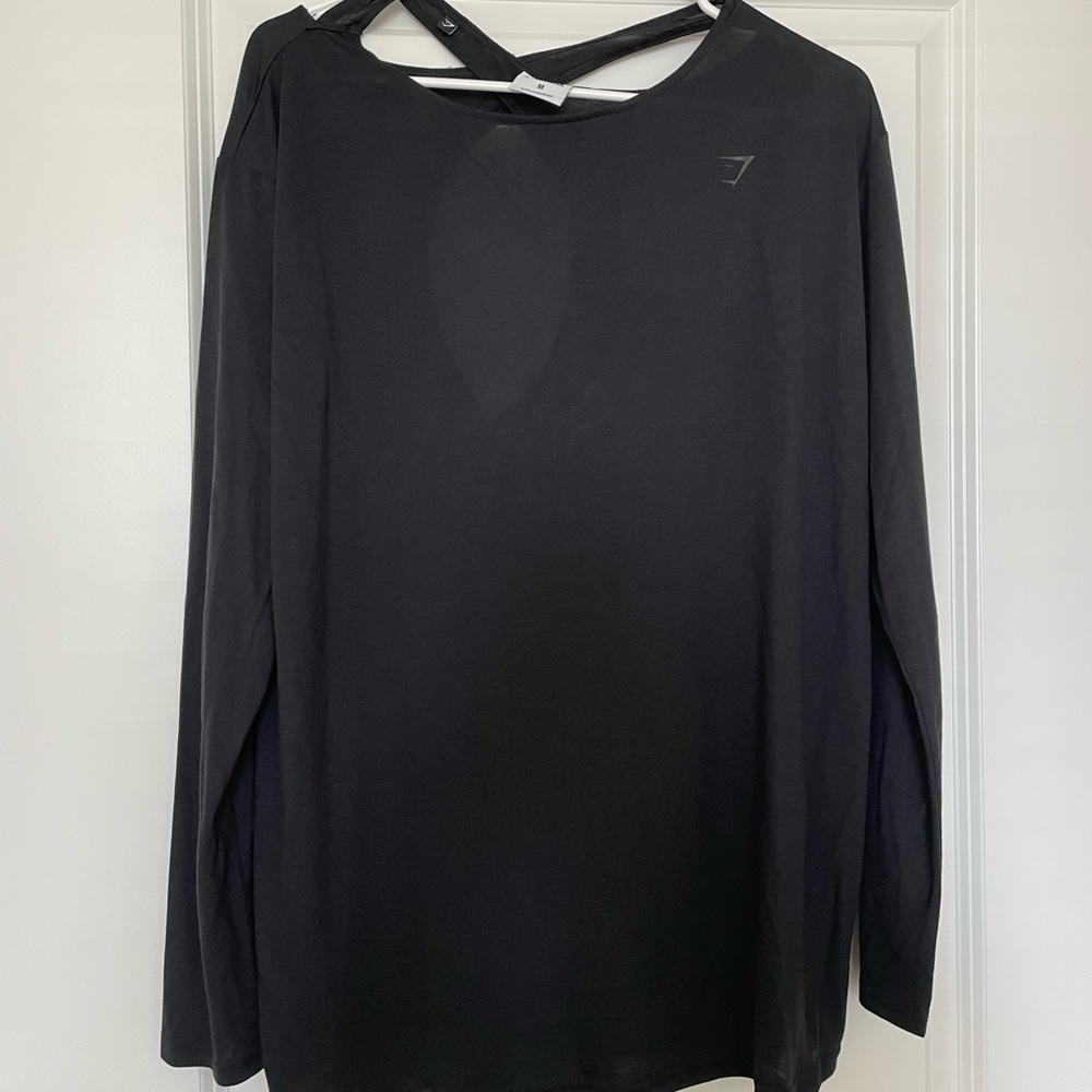 Gymshark super soft cut out sheer long sleeve black top
